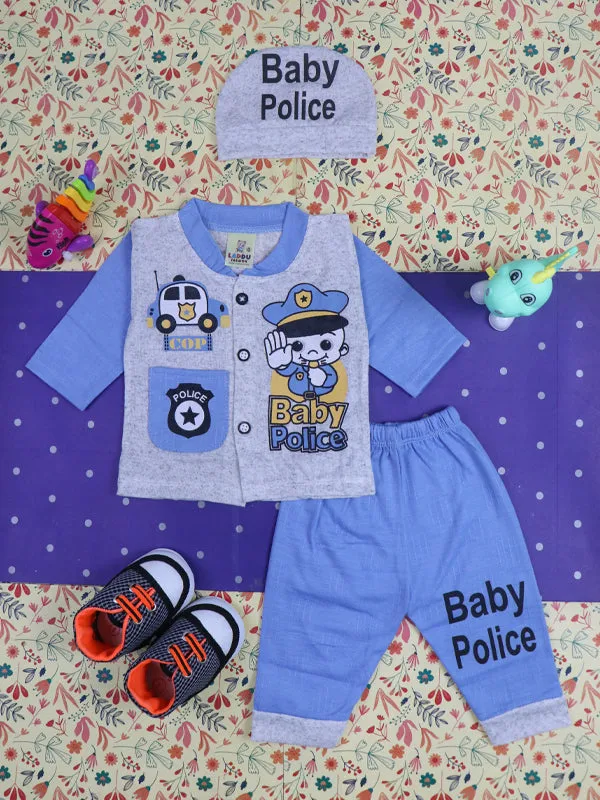 0Mth - 3Mth Police Blue Baba Suit For Newborns NBS87