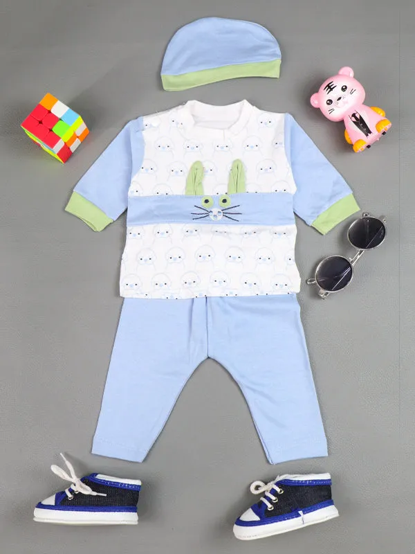 0Mth - 3Mth Pup Sky Blue Baba Suit For Newborns AJ NBS63