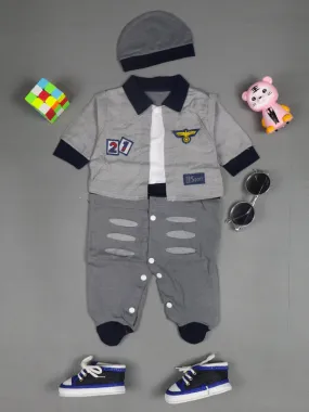 0Mth - 3Mth Sport Grey Romper For Newborn AJ NBR25