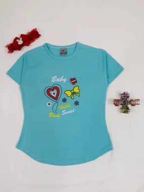 1 Yrs - 4 Yrs Baby Sweet Ferozi T-Shirt For Girls MZ GTS12