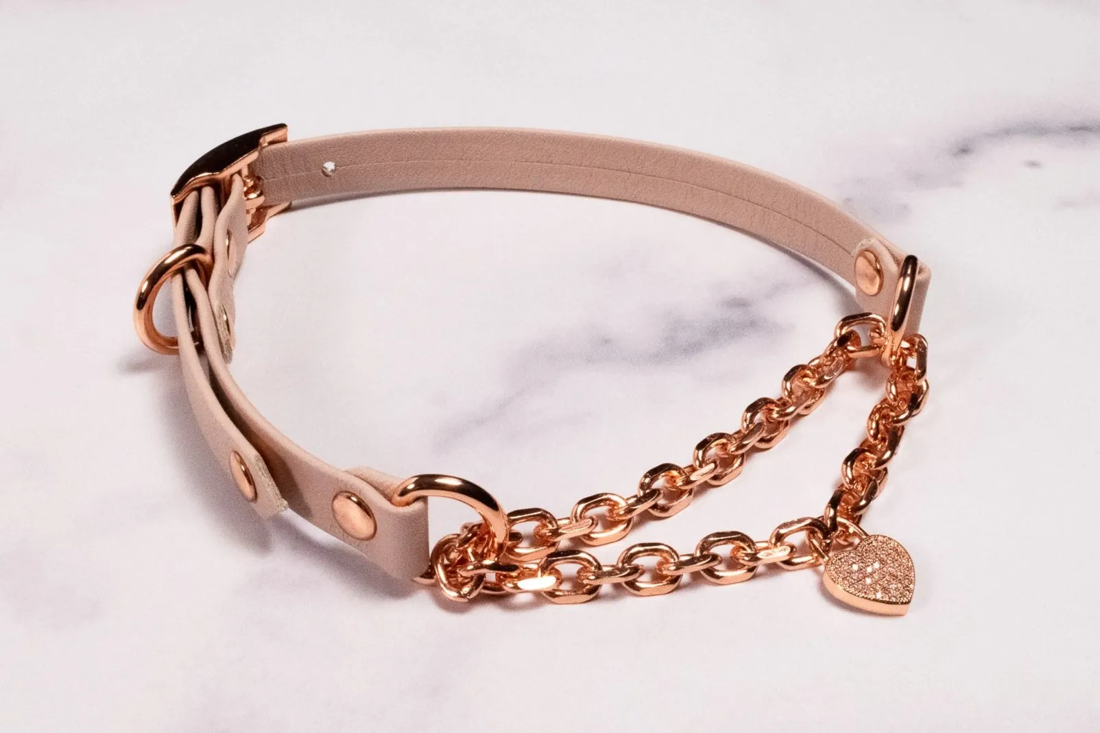 12.5" - 15" Pale Blush Leather Martingale Day Collar _ LIMITED _