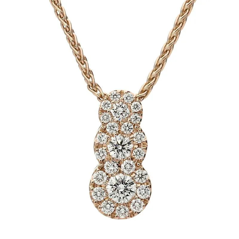 18ct Rose Gold 0.41ct Diamond Graduating Pendant Necklace