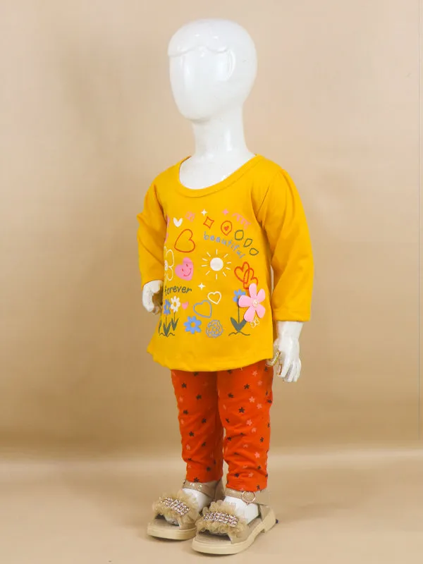 1Yr - 4Yrs Beautiful Mustard Suit For Girls RG GS48