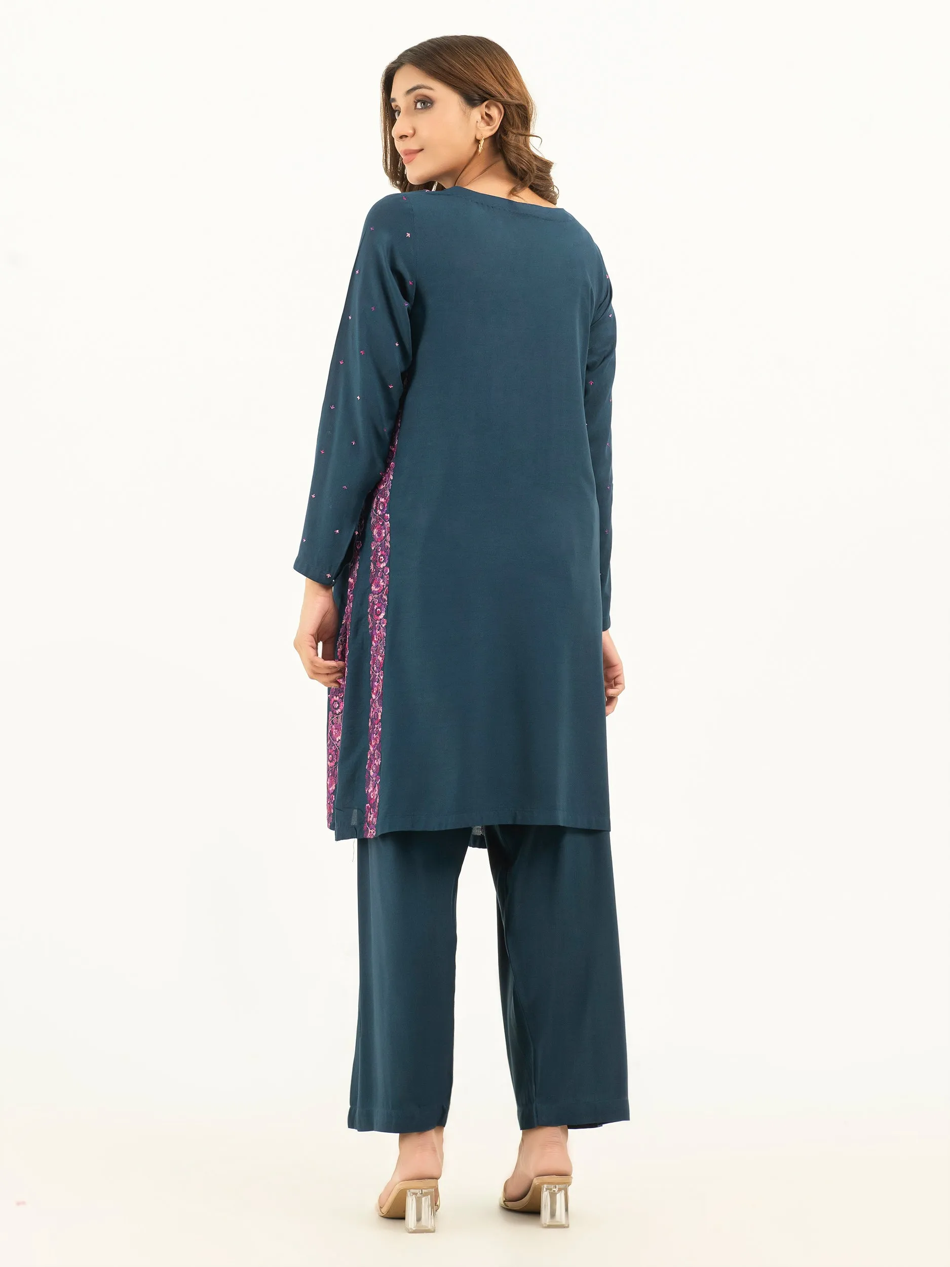 2 Piece Linen Suit-Embroidered (Pret)