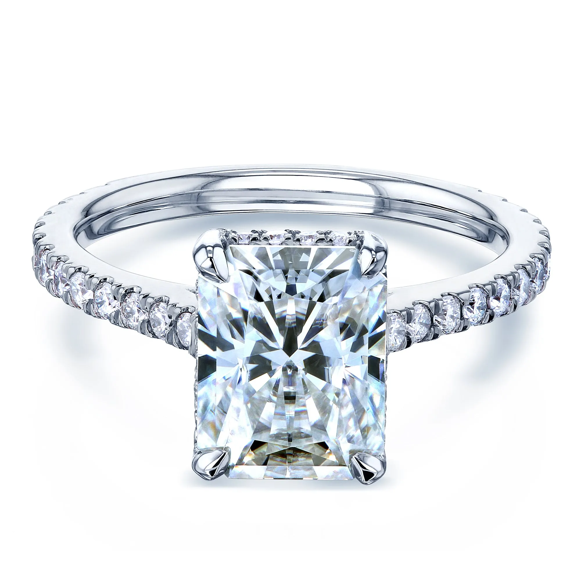 2.7ct Radiant Moissanite Drop Halo Ring