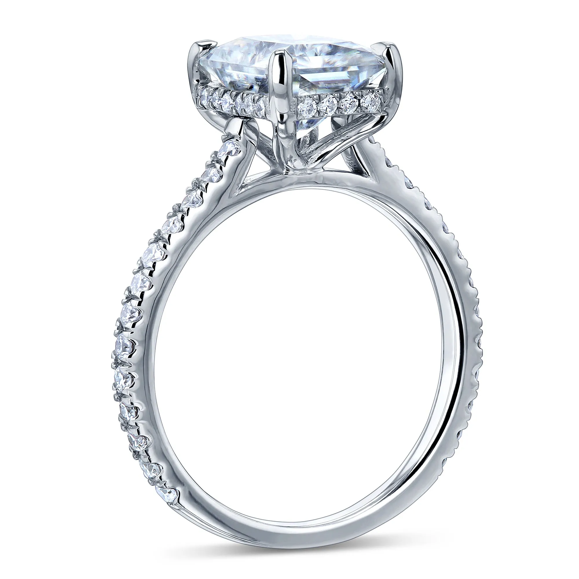 2.7ct Radiant Moissanite Drop Halo Ring