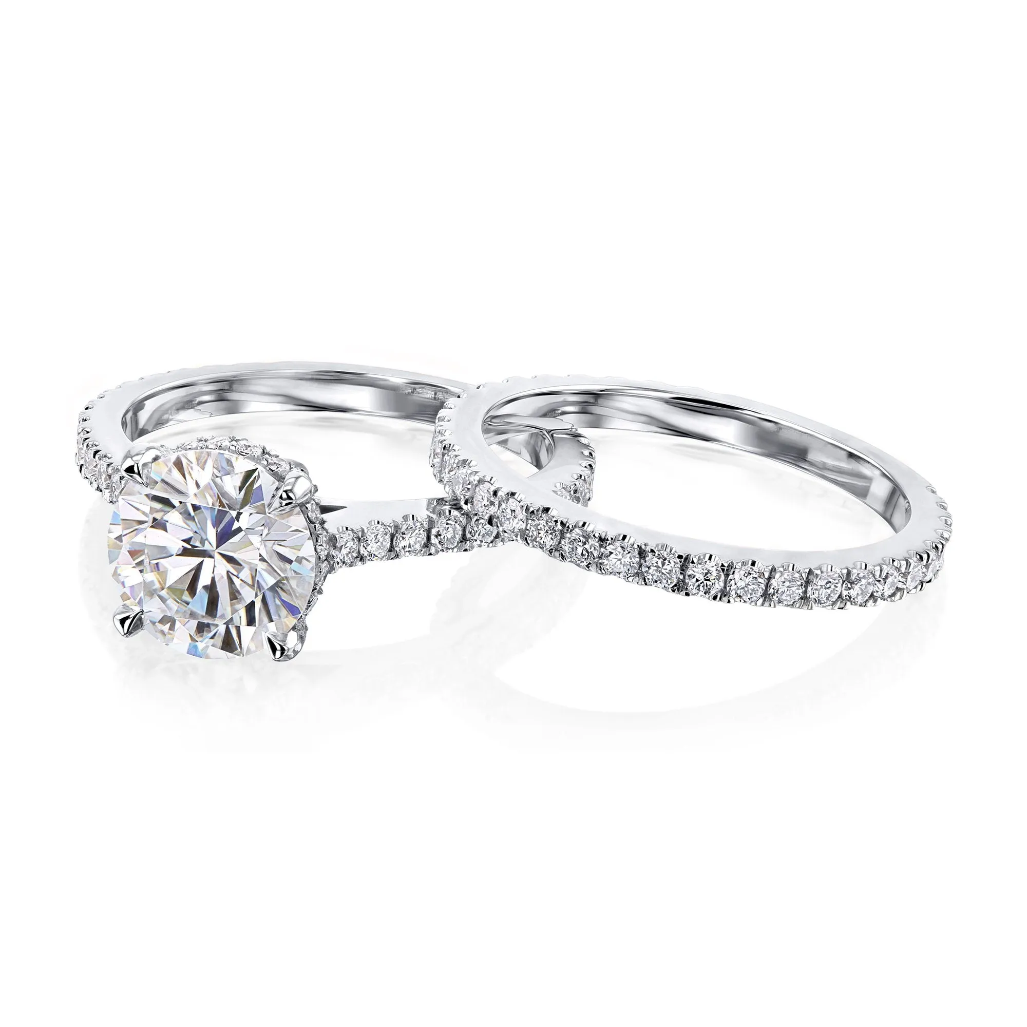 2ct Round Forever One Moissanite Fancy Hidden Halo Set