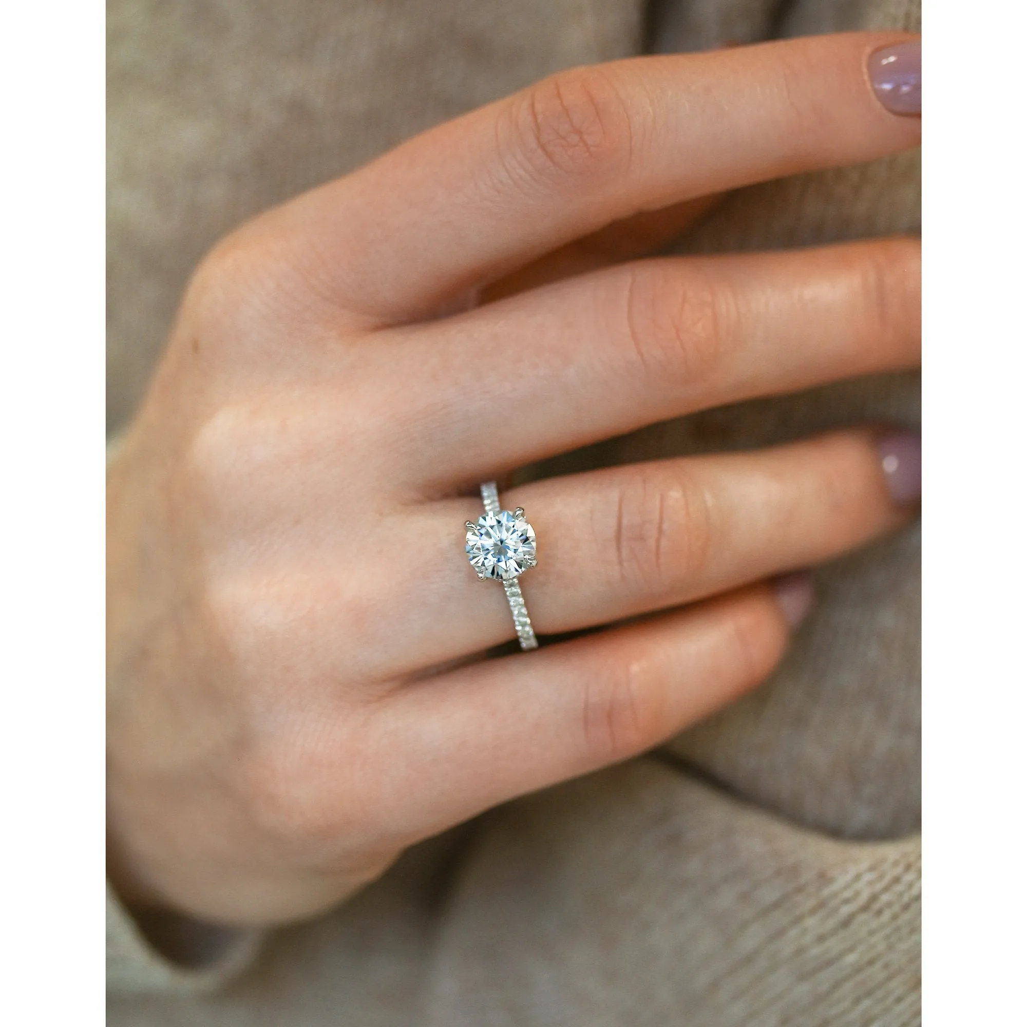 2ct Round Moissanite Fancy Hidden Halo