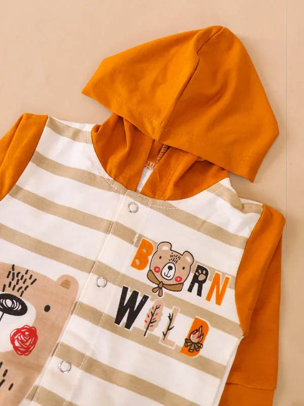 3Mth - 9Mth Bear Orange 3pcs Baba Suit For Newborns NBS133