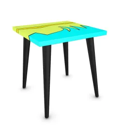 #428 LDCC MODERN SIDETABLE IN LIME/YELLO/TEAL PRINT