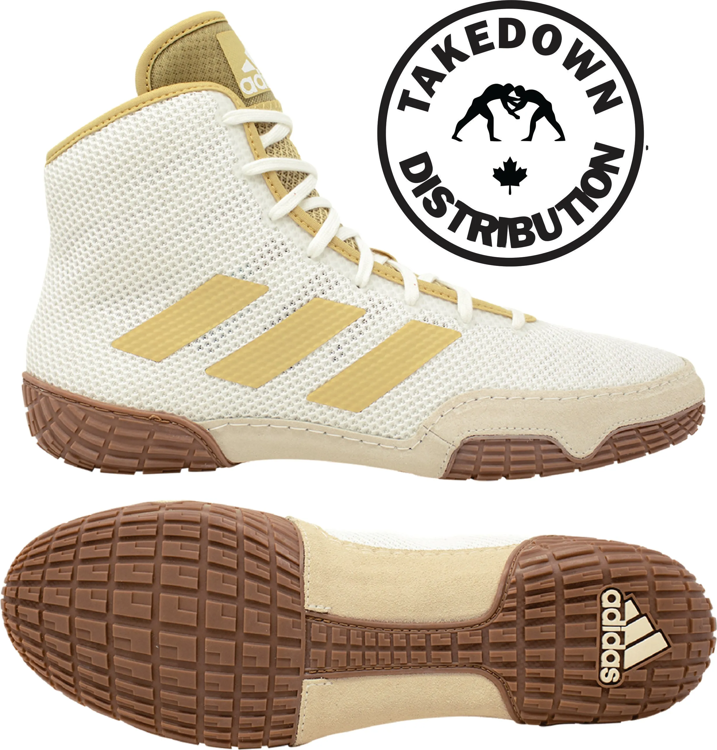 Adidas Shoe Wrestling Tech Fall 2.0 White -VegasGold Stripes