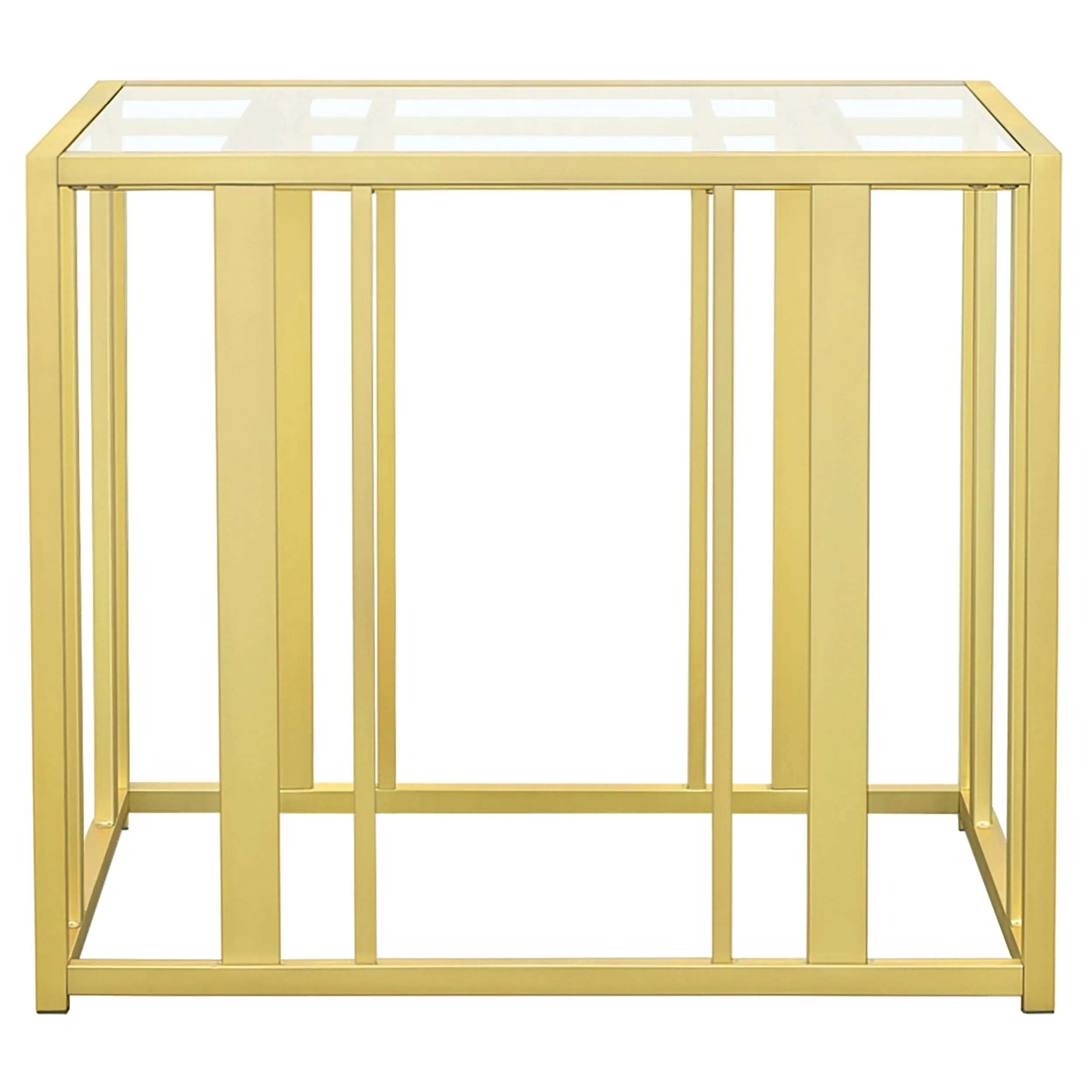 Adri Rectangular Glass Top Side End Table Matte Brass