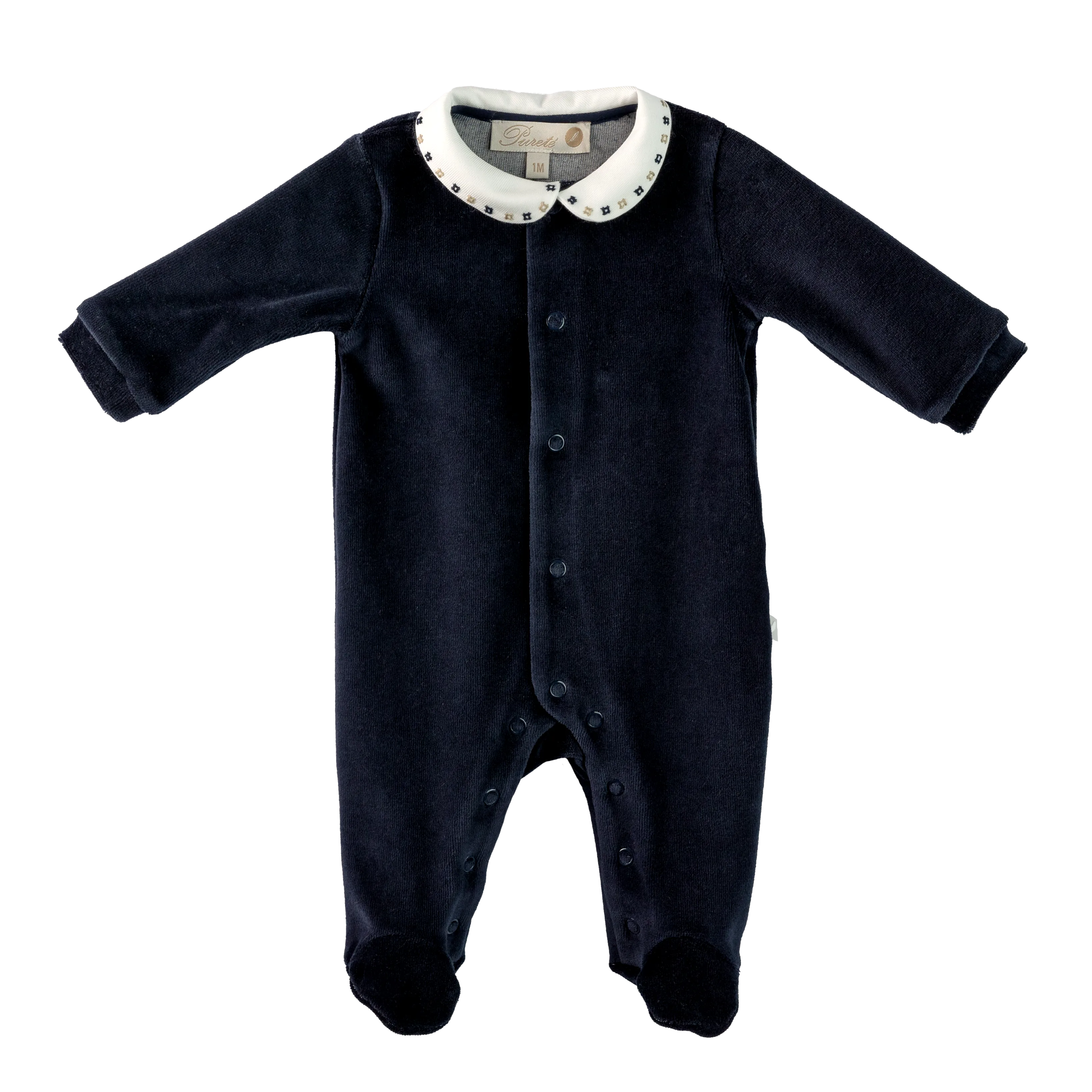 Babygrow - Navy & Taupe Quad Stitch