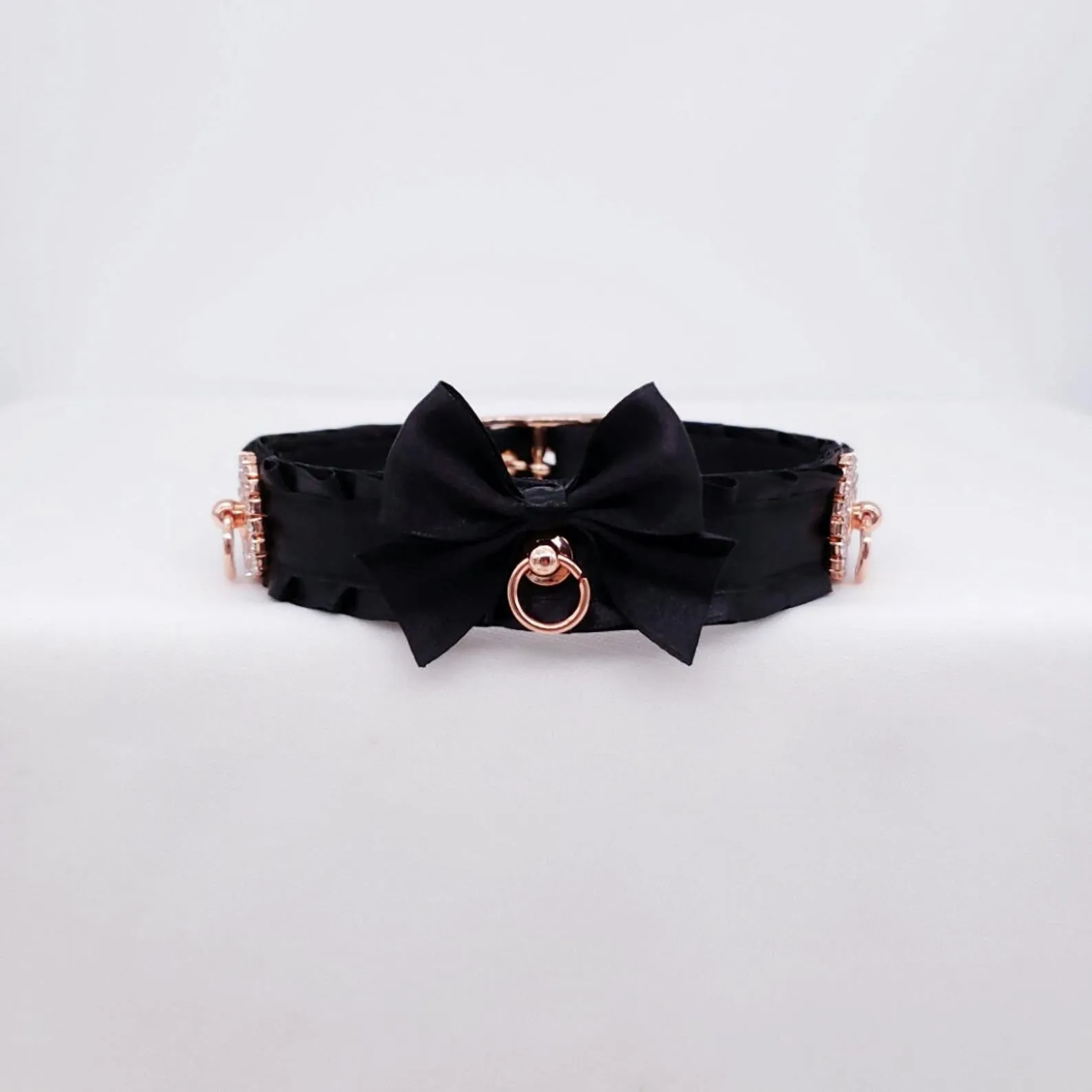 Black and Rose Gold Jeweled Kitten Play Collar