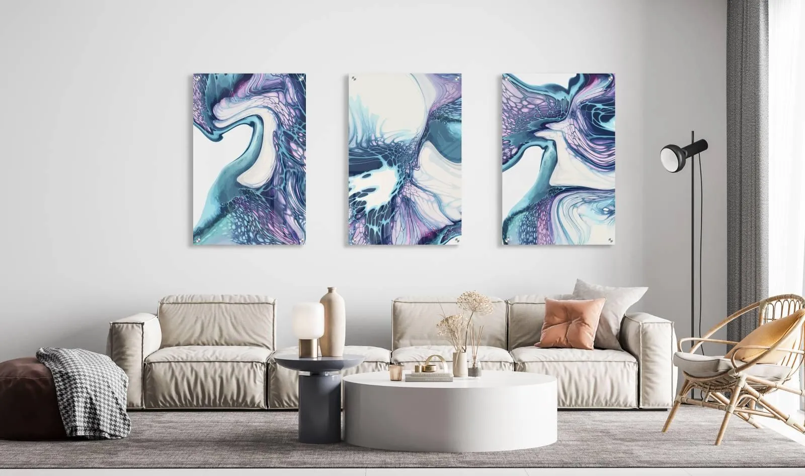 Blue Shades Set of 3 Prints Modern Wall Art Modern Artwork