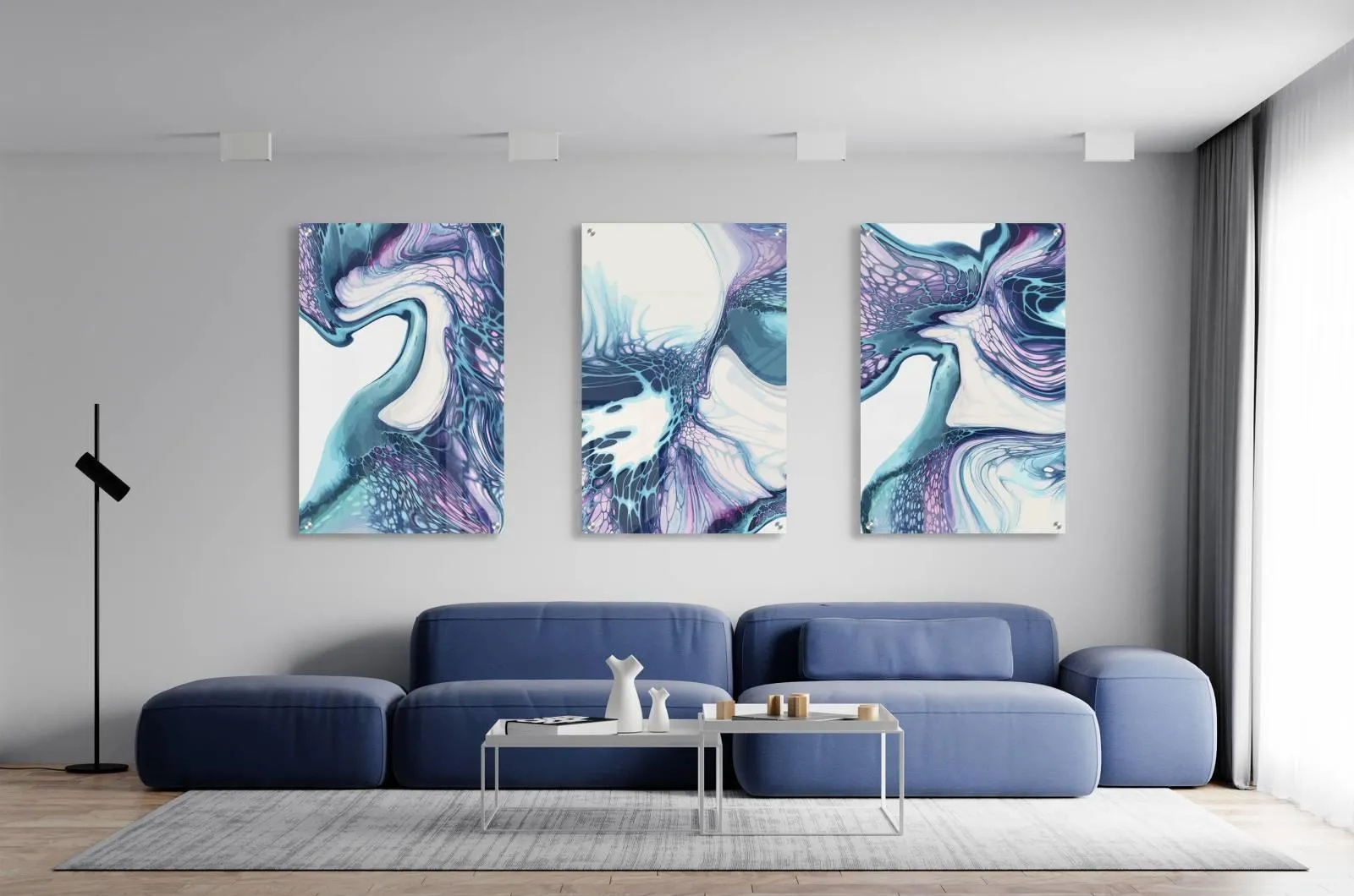 Blue Shades Set of 3 Prints Modern Wall Art Modern Artwork