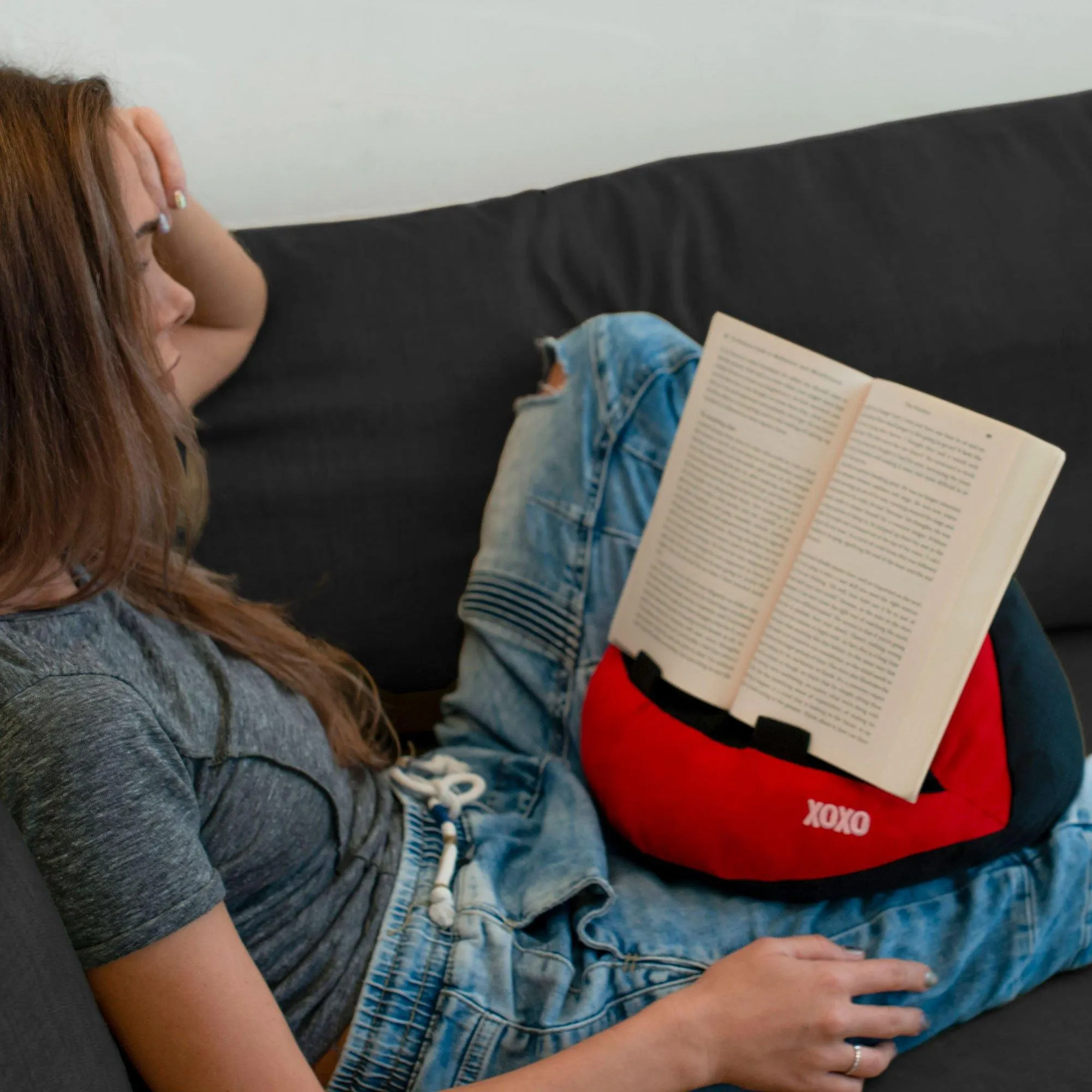 Book Couch - Hands Free Reading Tablet Stand & Book Holder (Hot Lips)