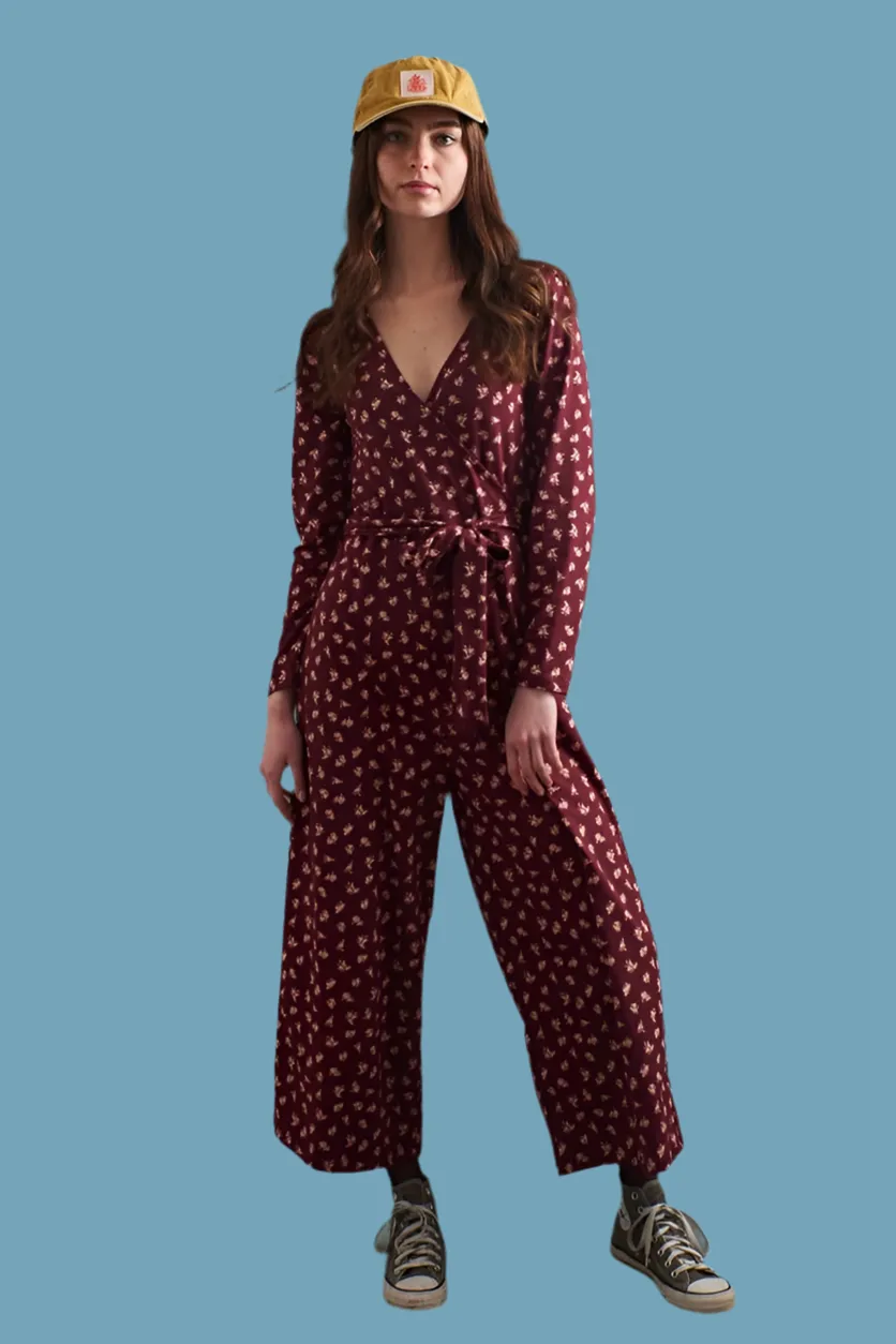 Burgundy Bouquet Rita Jumpsuit by Mata Traders