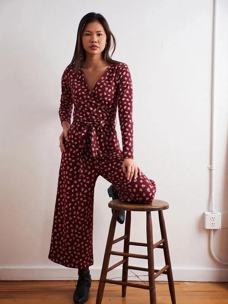 Burgundy Bouquet Rita Jumpsuit by Mata Traders