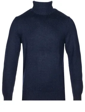 Camel Merino Roll Neck Navy