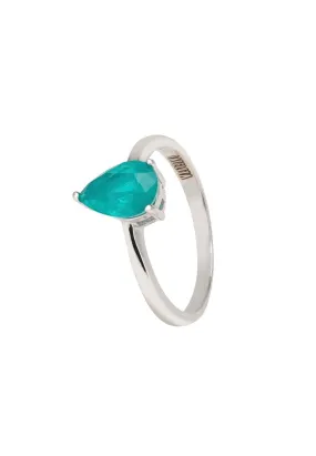 Catherine Teardrop Paraiba Tourmaline Cocktail Ring Silver