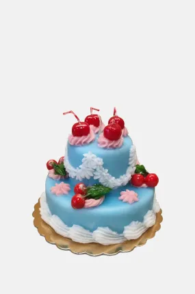 Celeste Blue 2 Tier Cake Candle