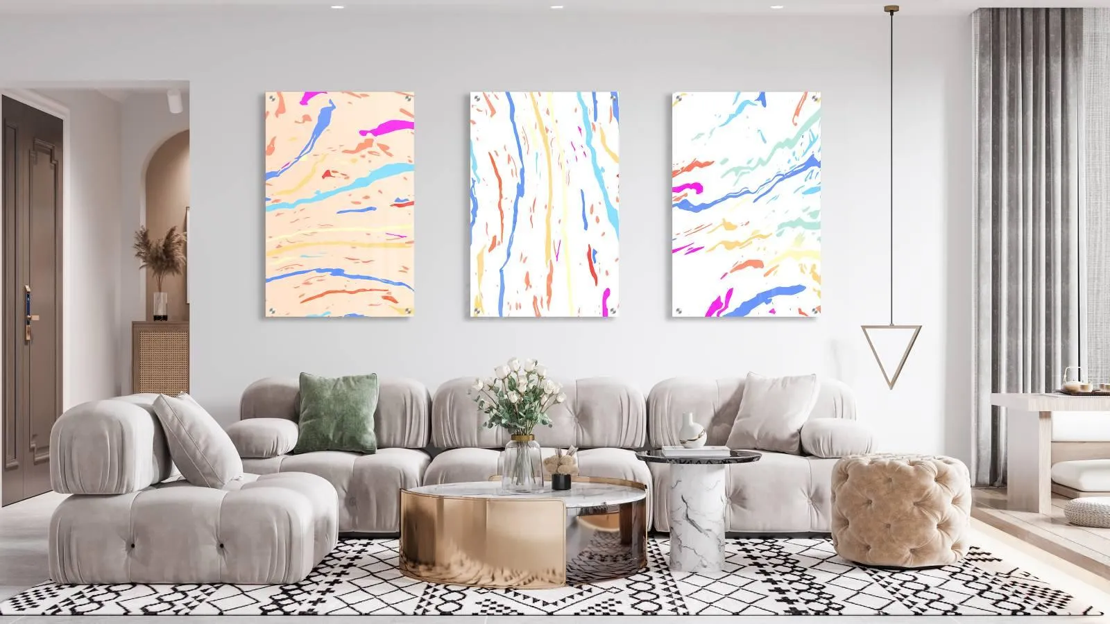 Color Splashes Set of 3 Prints Modern Wall Art Modern Artwork