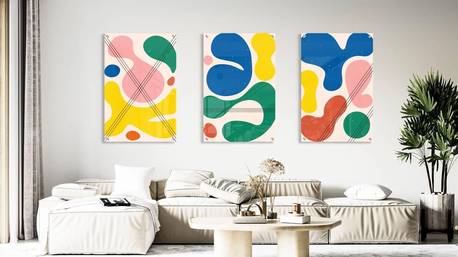 Colored Spots Set of 3 Prints Modern Wall Art Modern Artwork