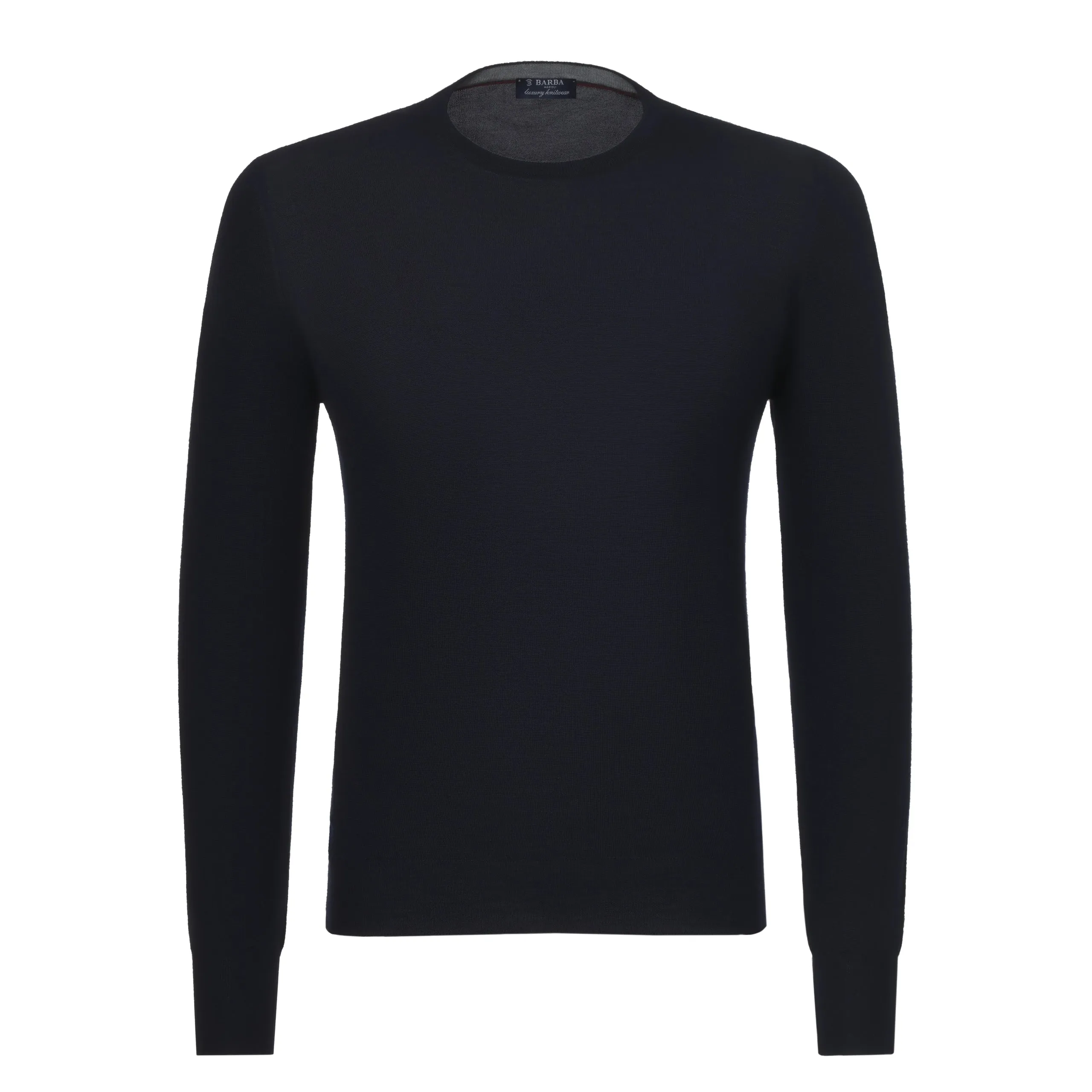 Crew-Neck Virgin Wool Pullover in Navy Blue