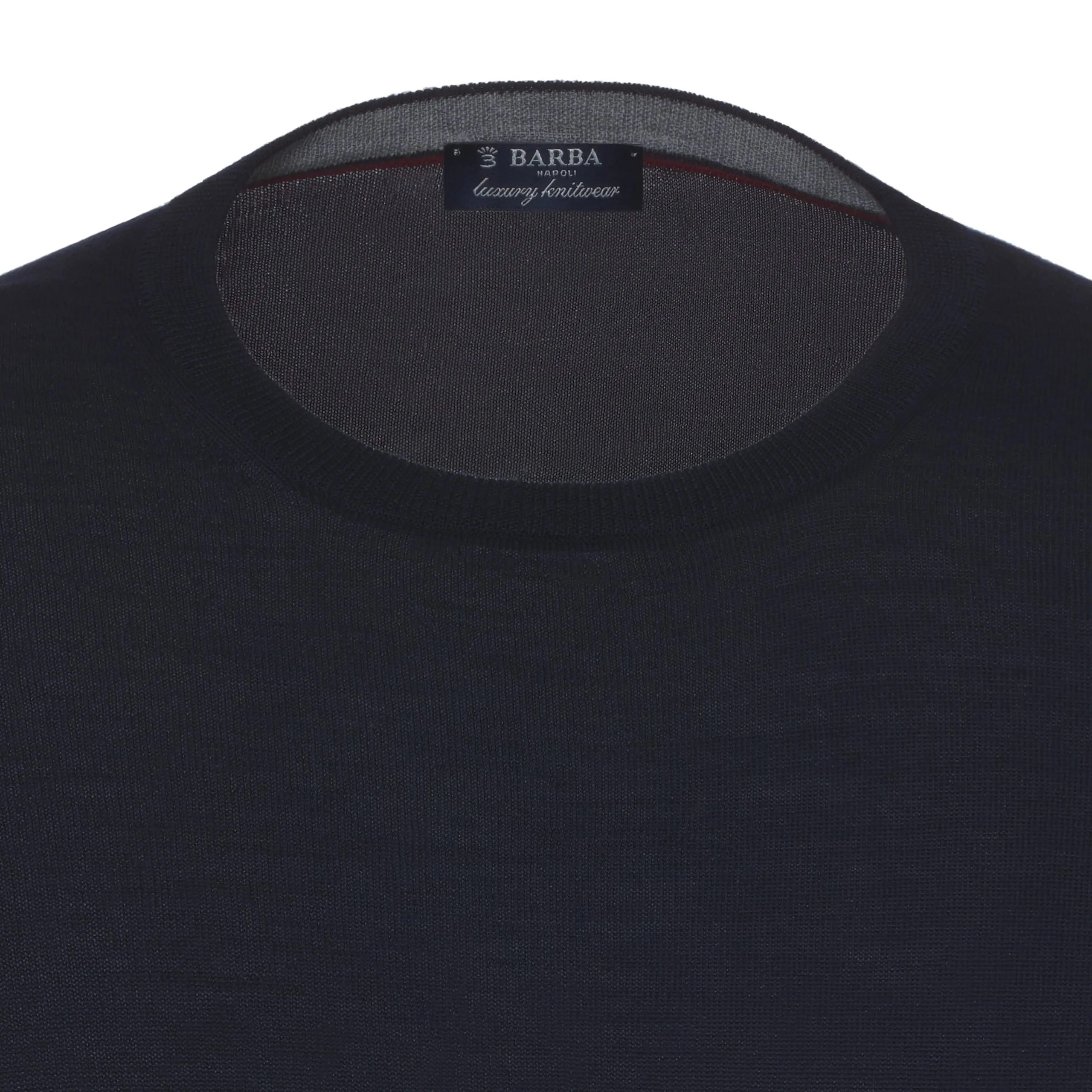 Crew-Neck Virgin Wool Pullover in Navy Blue