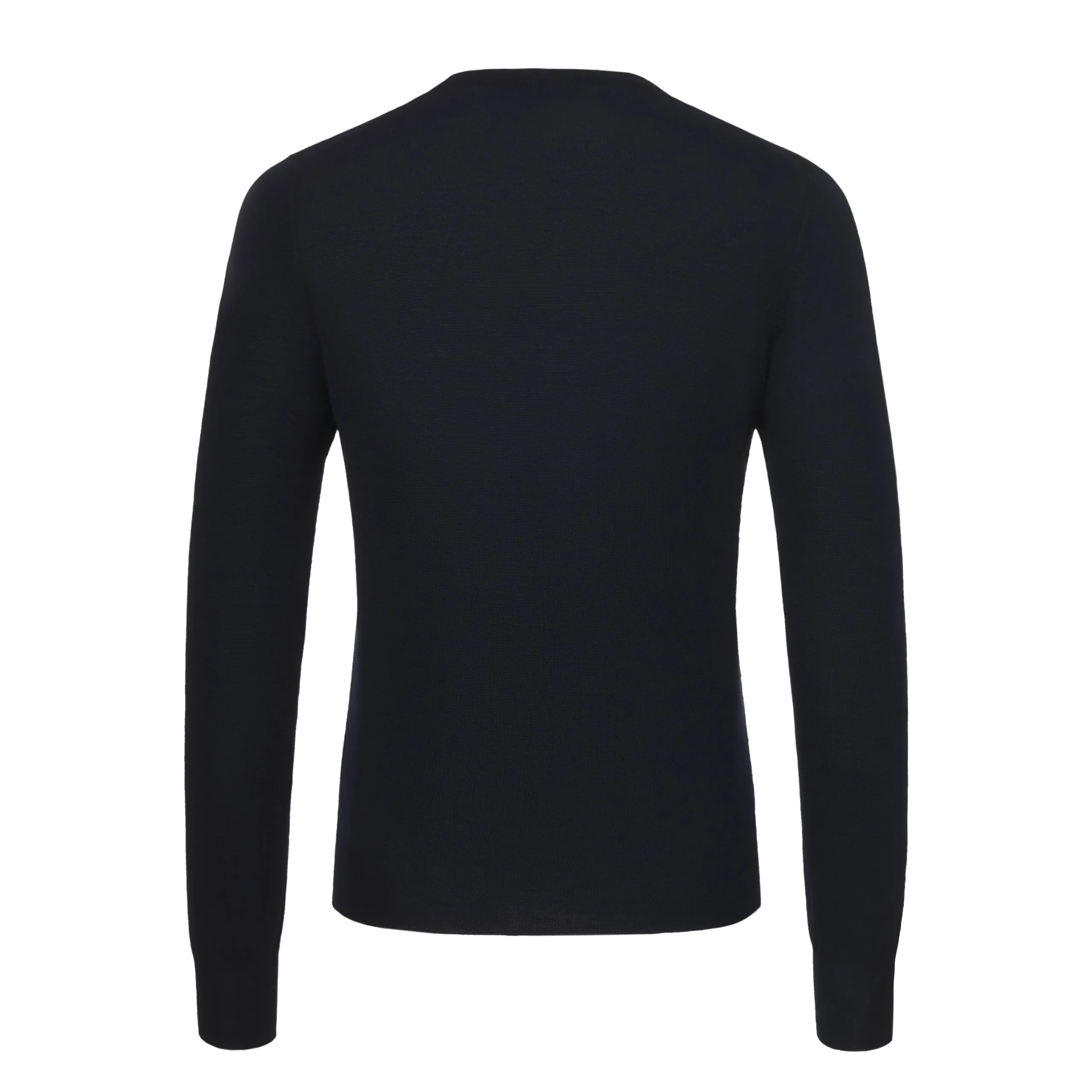 Crew-Neck Virgin Wool Pullover in Navy Blue