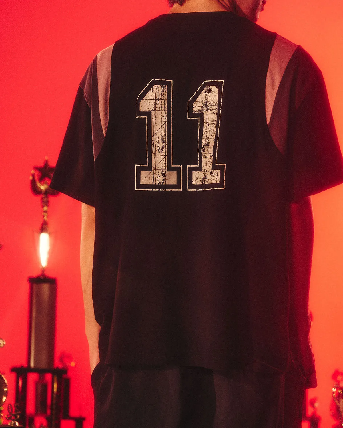 Cut & Sew "Warm Up" Tee  (Black)