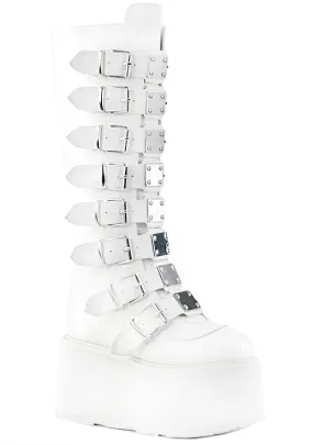 DAMNED 318 51/50 White Platform Boots