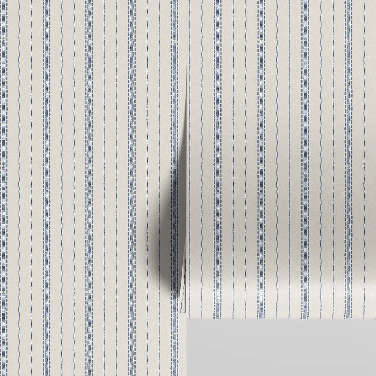 Denim Blue Ticking Stripe Wallpaper