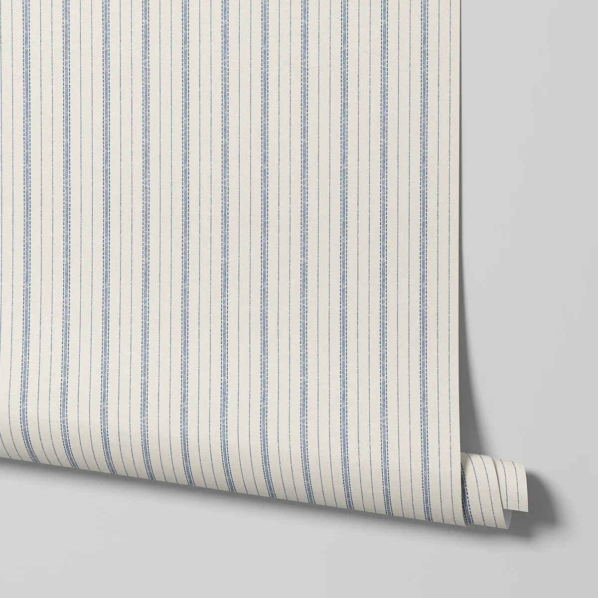 Denim Blue Ticking Stripe Wallpaper