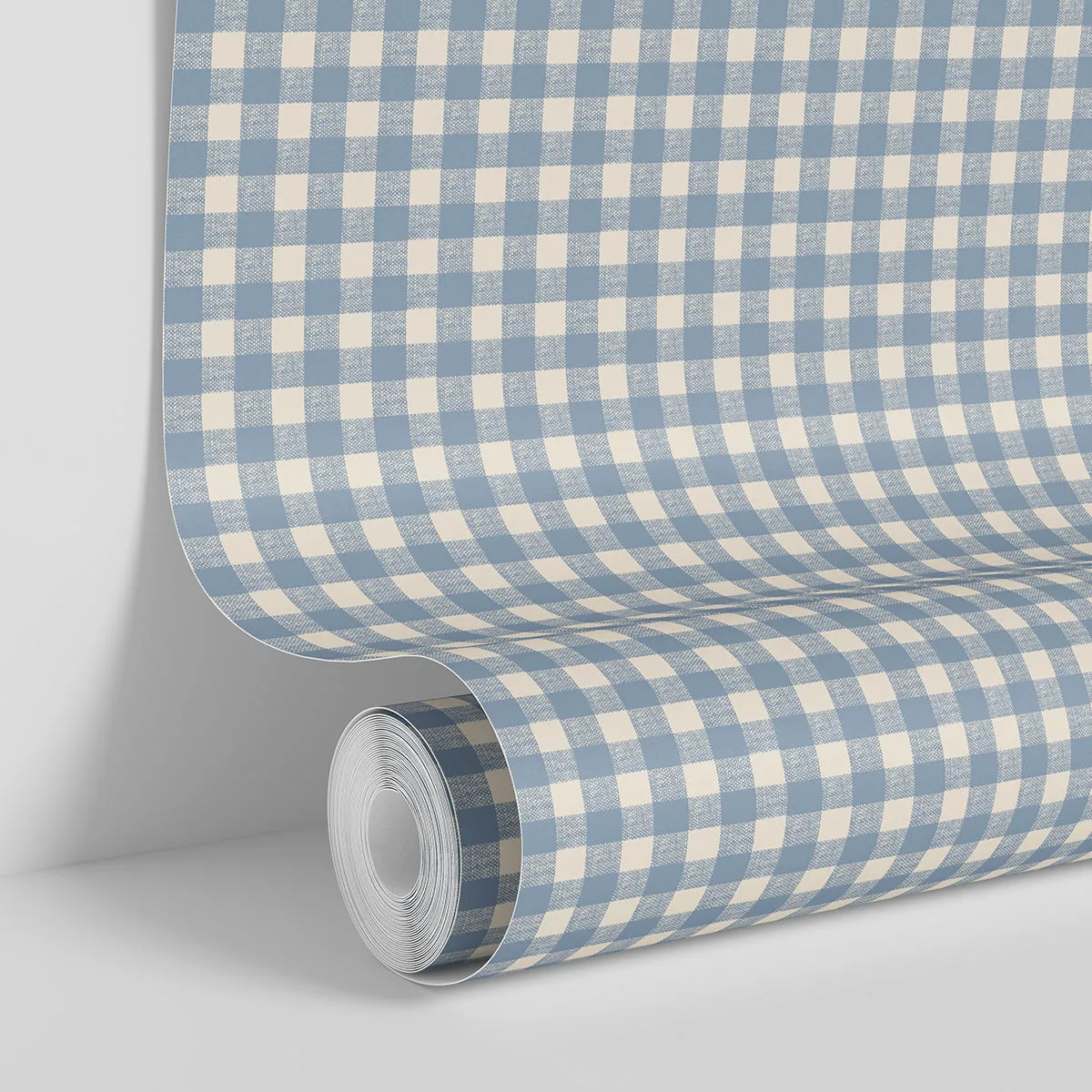 Dusty Blue Gingham Wallpaper