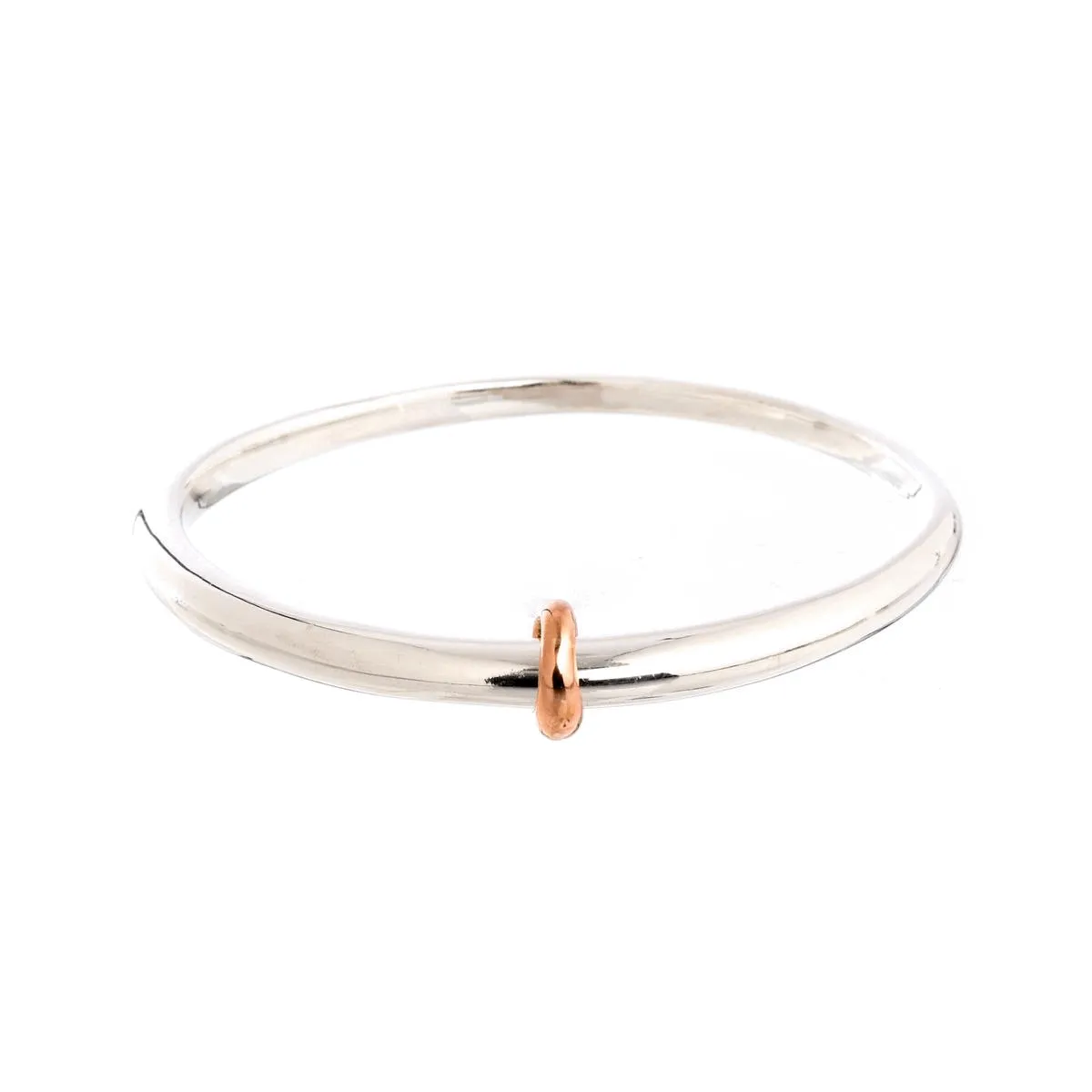 Eclipse Silver Oval Bangle With Gold Loop