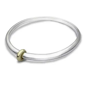 Eclipse Silver Oval Bangle With Gold Loop