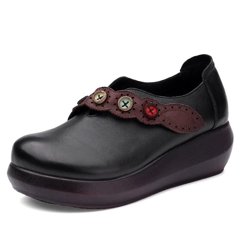 Ethnic Wedge Mid-Heel Retro Shoes | Gift Shoes