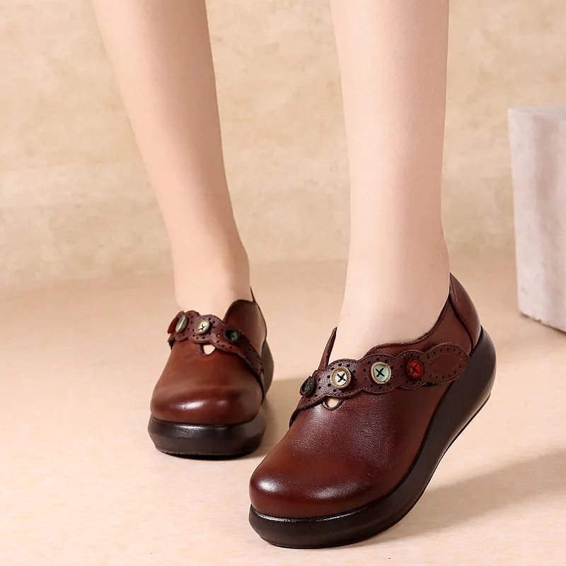 Ethnic Wedge Mid-Heel Retro Shoes | Gift Shoes