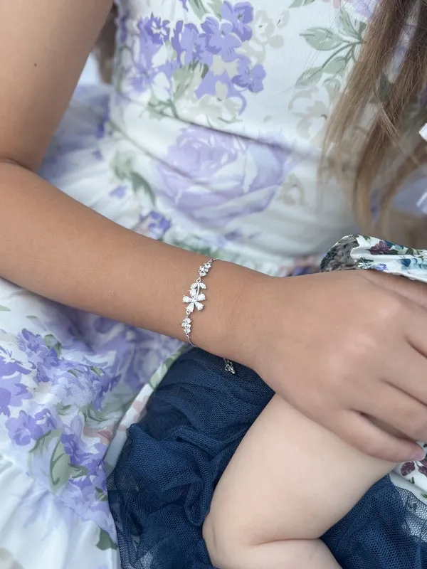 Girls Silver Flower Bracelet