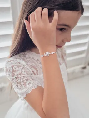 Girls Silver Flower Bracelet