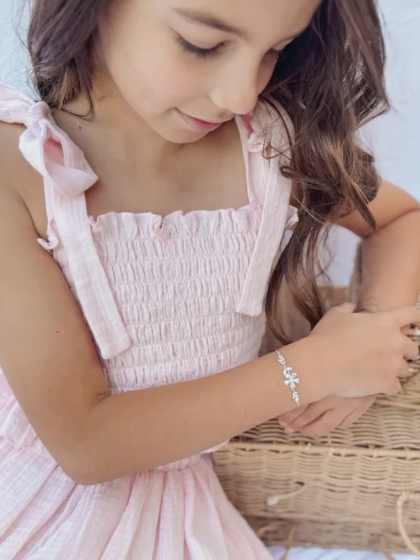 Girls Silver Flower Bracelet