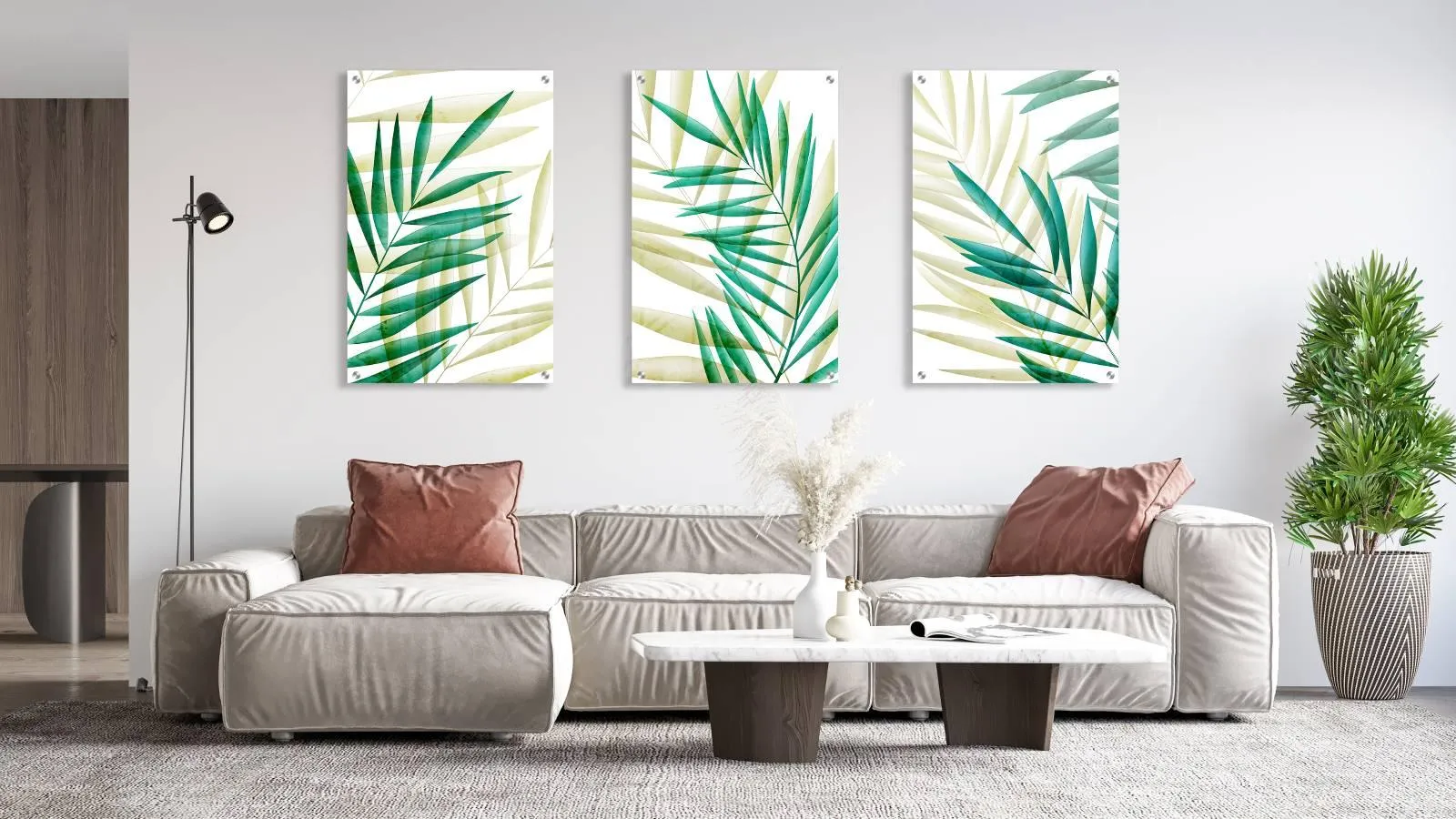 Green Leaves Design Set of 3 Prints Modern Wall Art Modern Artwork