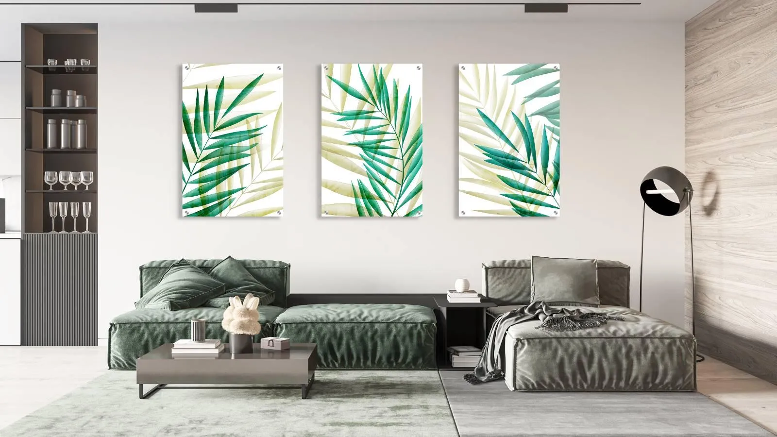 Green Leaves Design Set of 3 Prints Modern Wall Art Modern Artwork