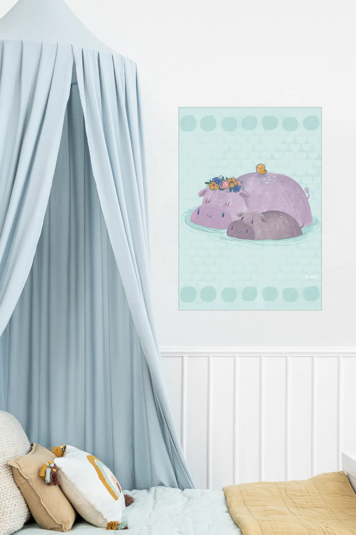 Hippo Family Non-Tearable Poster