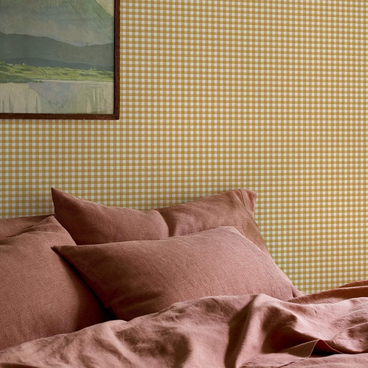 Honey Gingham Wallpaper