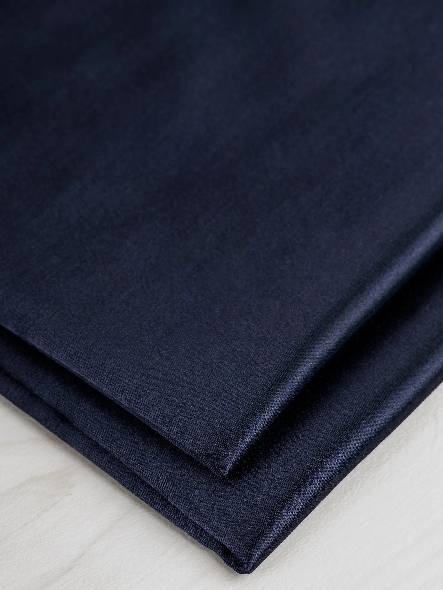 Korean Brushed Back Satin Kasha Lining Deadstock - Navy