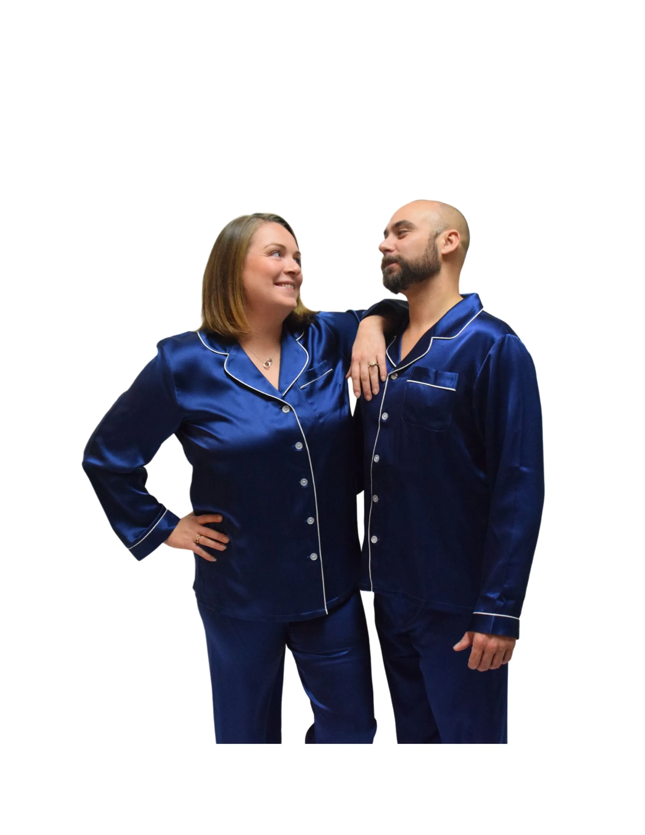 Men's Navy Blue Mulberry Silk Pajama Set