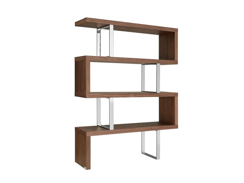 Modern Bookcase Scala in walnut with chrome - Floor Sample - As is -